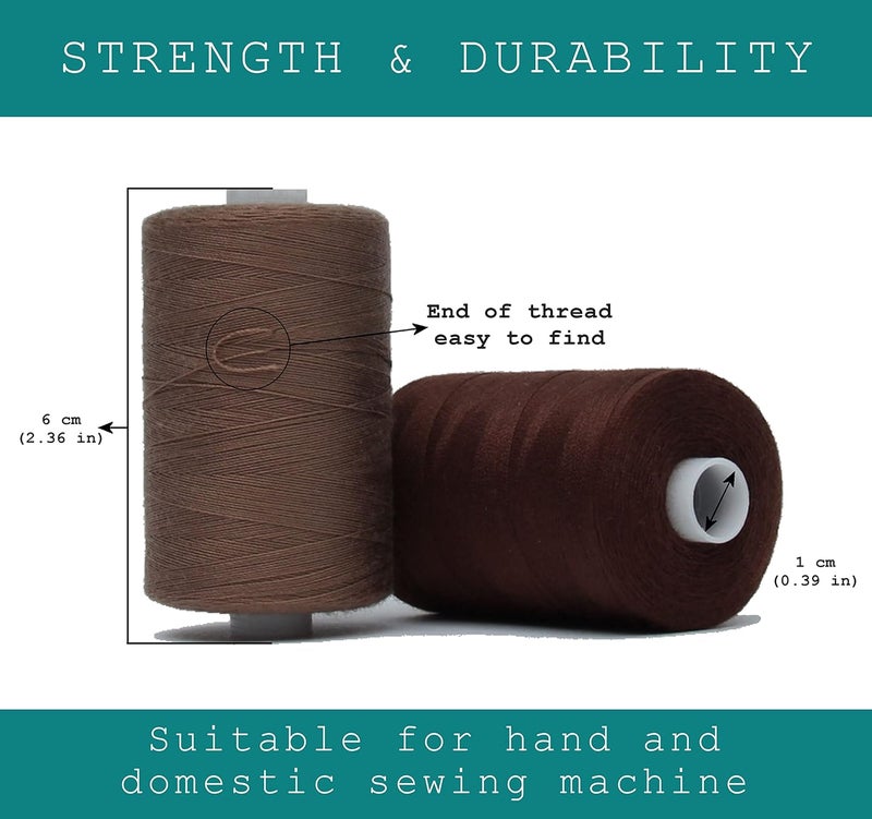 BlesSew Sewing Thread in Brown Color Tones - 10 Spools of Polyester Thread for Sewing Machine for Beginners, Hand Stitching & Quilting - 1000 yds Per Spool - Image 3